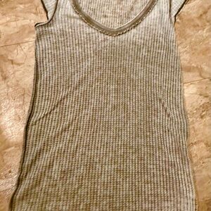 Free People Ribbed Gray Tan Tank Top